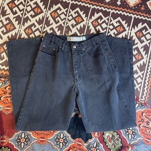 90's Bugle Boy Denim Gold Crest Series Loose Fit Men's Black Jeans Cotton 30/34